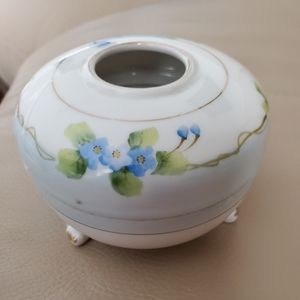 Antique Nippon Noritake Hair Receiver Hand Painted Porcelain Vanity Jar Japan